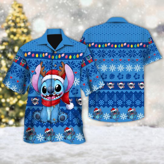 Discover Disney Lilo And Stitch Christmas Hawaiian Shirt, Magic Kingdom Holiday Hawaiian Shirt, Stitch Christmas Gift, Disney Stitch Family Trip Shirt
