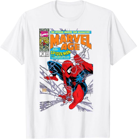 Discover Marvel Comics Spider-Man Retro Comic Book Cover 90s T-Shirt