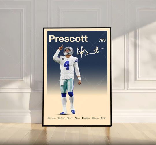 Discover Dak Prescott Poster, football Poster, Motivational Poster, Mid Century Modern Art, Football Poster, Sports Poster, Bedroom Decor, Wall Art