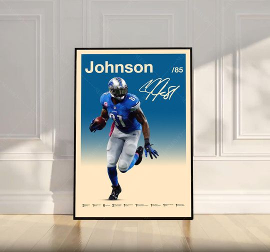 Discover Calvin Johnson Poster, football Poster, Motivational Poster, Mid Century Modern Art, Football Poster, Sports Poster, Bedroom Decor, Wall Art