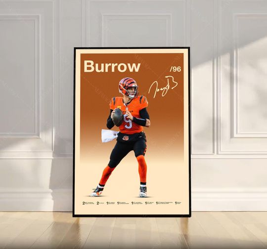 Discover Joe Burrow Poster, football Poster, Motivational Poster, Mid Century Modern Art, Football Poster, Sports Poster, Bedroom Decor, Wall Art