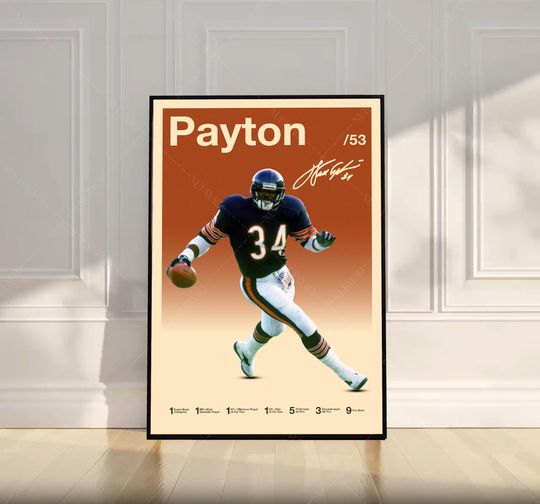 Discover Walter Payton Poster, football Poster, Motivational Poster, Mid Century Modern Art, Football Poster, Sports Poster, Bedroom Decor, Wall Art