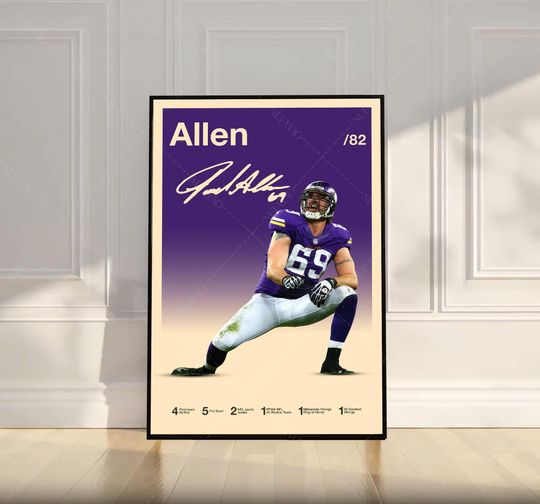 Discover Jared Allen Poster, football Poster, Motivational Poster, Mid Century Modern Art, Football Poster, Sports Poster, Bedroom Decor, Wall Art