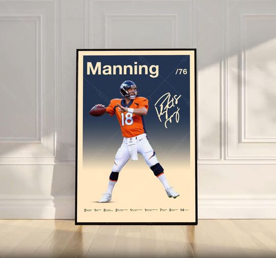 Discover Peyton Manning Poster, football Poster, Motivational Poster, Mid Century Modern Art, Football Poster, Sports Poster, Bedroom Decor, Wall Art