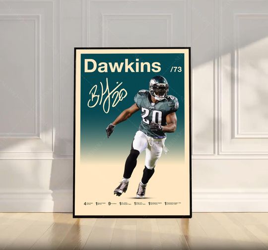 Discover Brian Dawkins Poster, football Poster, Motivational Poster, Mid Century Modern Art, Football Poster, Sports Poster, Bedroom Decor, Wall Art
