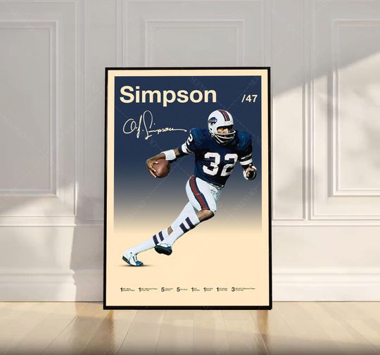 Discover O. J. Simpson Poster, football Poster, Motivational Poster, Mid Century Modern Art, Football Poster, Sports Poster, Bedroom Decor, Wall Art