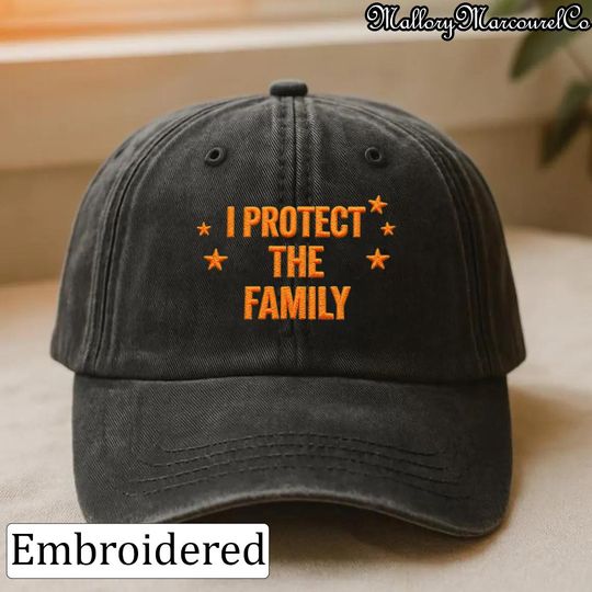 Discover Embroidered I Protect The Family Washed Hat, Retro Dad Hat, Funny Father Figure Cap, Vintage Music Lover Gift Hat, Everyday Streetwear Cap