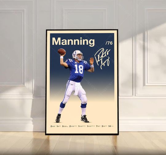 Peyton Manning Poster, football Poster, Motivational Poster, Mid Century Modern Art, Football Poster, Sports Poster, Bedroom Decor, Wall Art