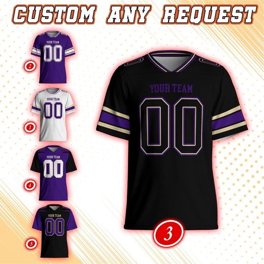Discover Washington College Football Team Custom Jersey, Custom Any Team Name Number Football Jersey Uniform, Husky Football, College Sport 13925DN35