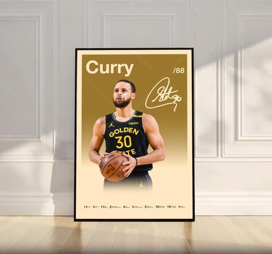 Steph Curry Poster, NBA Poster, Motivational Poster, Mid Century Modern Art, Sports Poster, Basketball Gift, Bedroom Decor, Wall Art