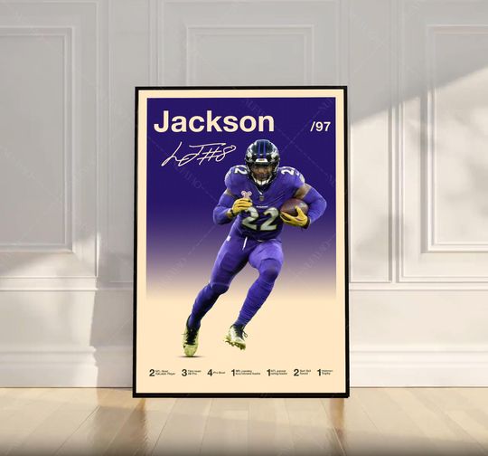Lamar Jackson Poster, football Poster, Motivational Poster, Mid Century Modern Art, Football Poster, Sports Poster, Bedroom Decor, Wall Art