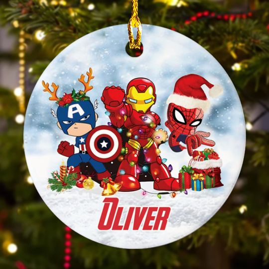 Personalized Superhero Christmas Ornament, Spider-Man Christmas Tree Decor, Superhero Xmas Gift, Spider Christmas Ornament