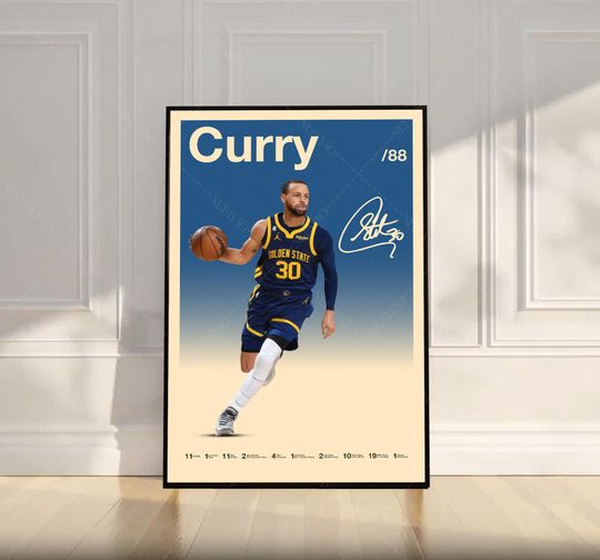 Steph Curry Poster, NBA Poster, Motivational Poster, Mid Century Modern Art, Sports Poster, Basketball Gift, Bedroom Decor, Wall Art
