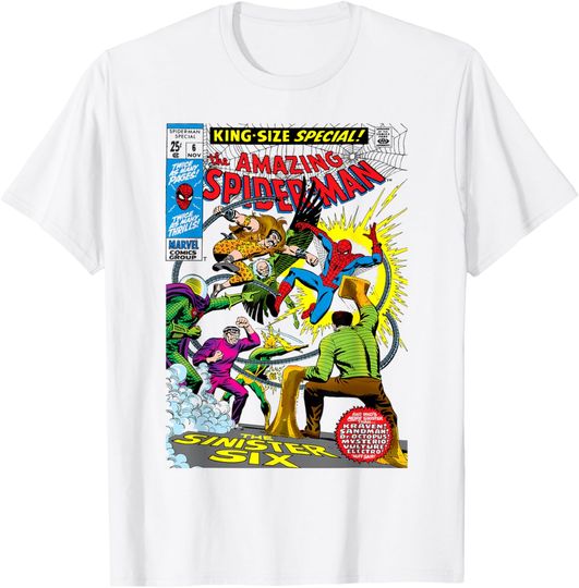 Discover Marvel The Amazing Spider-Man Retro Comic Cover White T-Shirt