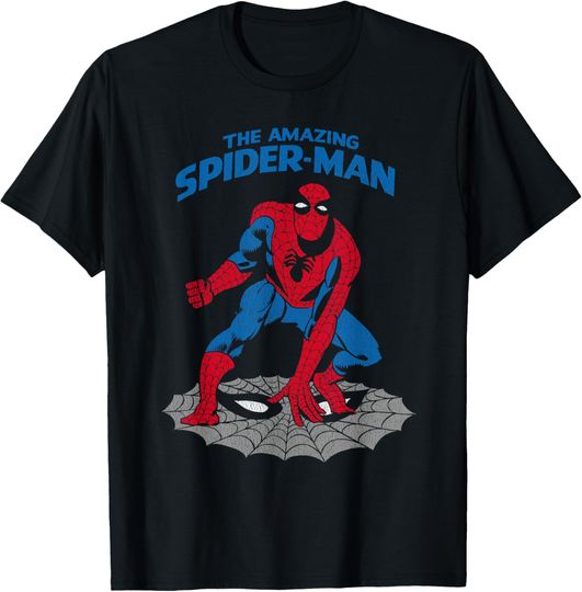 Discover Marvel The Amazing Spider-Man Comic Retro Black T-Shirt
