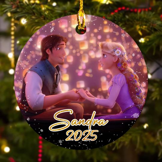 Discover Personalized Tangled Princess Christmas Ornament, Customized 2025 Christmas Tree Decor, Rapunzel Princess Christmas Gift, Disney Ornament