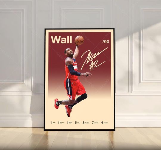 Discover John Wall Poster, NBA Poster, Motivational Poster, Mid Century Modern Art, Sports Poster, Basketball Gift, Bedroom Decor, Wall Art
