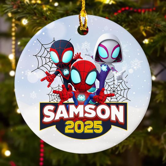 Personalized Spider-Man Ornament, Superhero Christmas Tree Decor, Spider And His Friends Xmas Ornament Fan Gift, Marvel Spiderman Ornament