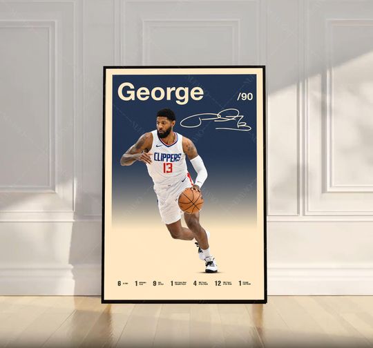 Discover Paul George Poster, NBA Poster, Mid Century Modern Art, Sports Poster, 76ers Decor Gift, Basketball Gift, Bedroom Decor, Wall Art