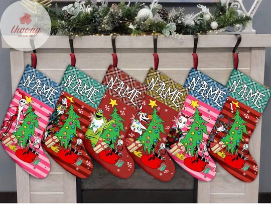 Discover The Nightmare Before Christmas Disney Christmas Stockings, Custom Disney Christmas Stockings With Name, Santa Claus gift Home Decor