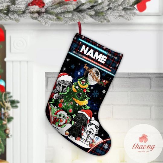 Discover Buffalo Plaid Star Wars Disney Christmas Stockings, Custom Disney Christmas Stockings With Name, Santa Claus gift Home Decor Darth Vader