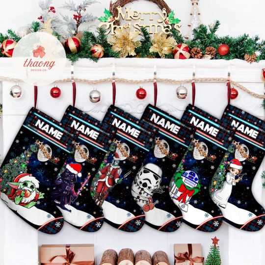 Discover Buffalo Plaid Star Wars Disney Christmas Stockings, Custom Disney Christmas Stockings With Name, Santa Claus gift Home Decor Darth Vader