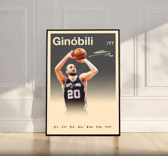 Discover Manu Ginobili Poster, NBA Poster, Motivational Poster, Mid Century Modern Art, Sports Poster, Basketball Gift, Bedroom Decor, Wall Art