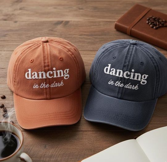 Discover Dancing in the Dark Embroidered Cap, Trendy Slogan Dad Hat, Pop Culture Merch, Subtle Fan Gift, Embroidered Dad Cap for Friend