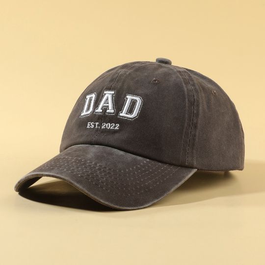 Discover Personalized Embroidery Baseball Hat | Custom Dad Established Year Cap | Gift For New Dad Mom Grandpa Grandma | Pregnancy Announcement