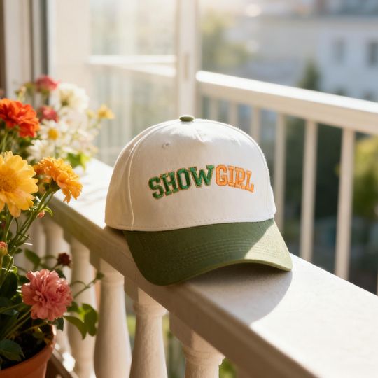 Showgirl Embroidered Hat,Light Blue Trucker Hat,In My Showgirl Era Hat,Orange Show Girl Hat,Life of A Showgirl Trucker Hats,Hat for Concert