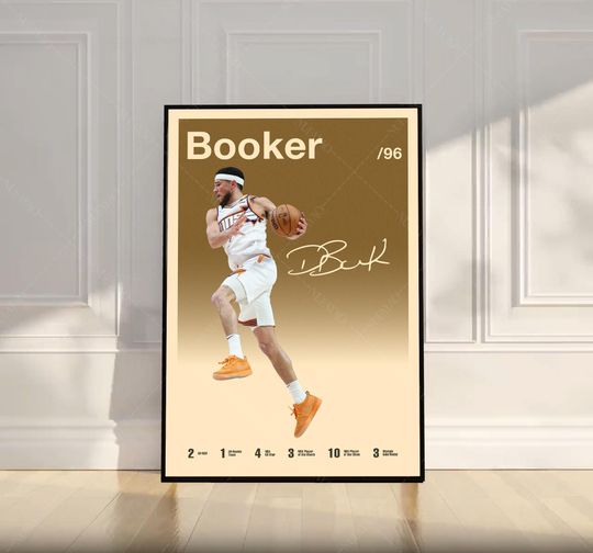 Devin Booker Poster, Phoenix Suns Poster, NBA Poster, Mid Century Modern Art, Sports Poster, Basketball Gift, Bedroom Decor, Wall Art
