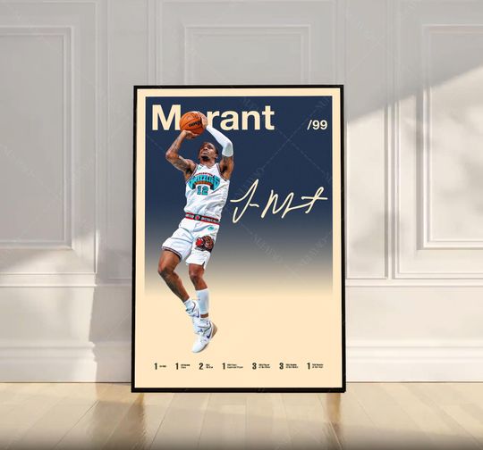 Discover Ja Morant Poster, NBA Poster, Motivational Poster, Mid Century Modern Art, Sports Poster, Basketball Gift, Bedroom Decor, Wall Art