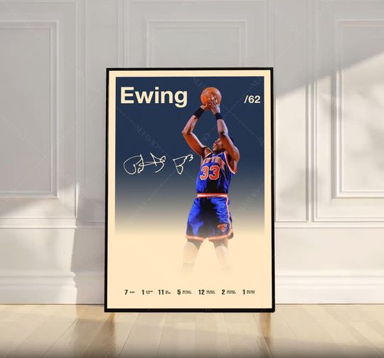 Discover Patrick Ewing Poster, NBA Poster, Motivational Poster, Mid Century Modern Art, Sports Poster, Basketball Gift, Bedroom Decor, Wall Art