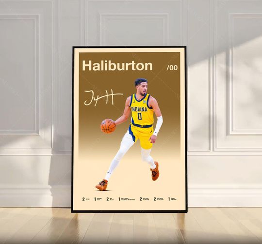 Discover Tyrese Haliburton Poster, NBA Poster, Motivational Poster, Mid Century Modern Art, Sports Poster, Basketball Gift, Bedroom Decor, Wall Art