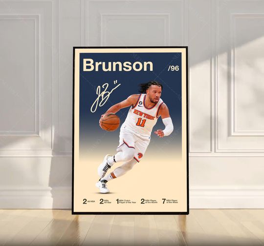 Discover Jalen Brunson Poster, NBA Poster, Motivational Poster, Mid Century Modern Art, Sports Poster, Basketball Gift, Bedroom Decor, Wall Art