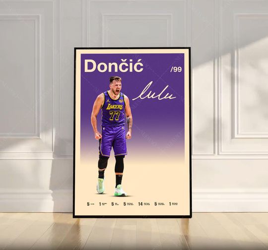 Luka Doncic Poster, NBA Poster, Motivational Poster, Mid Century Modern Art, Sports Poster, Basketball Gift, Bedroom Decor, Wall Art