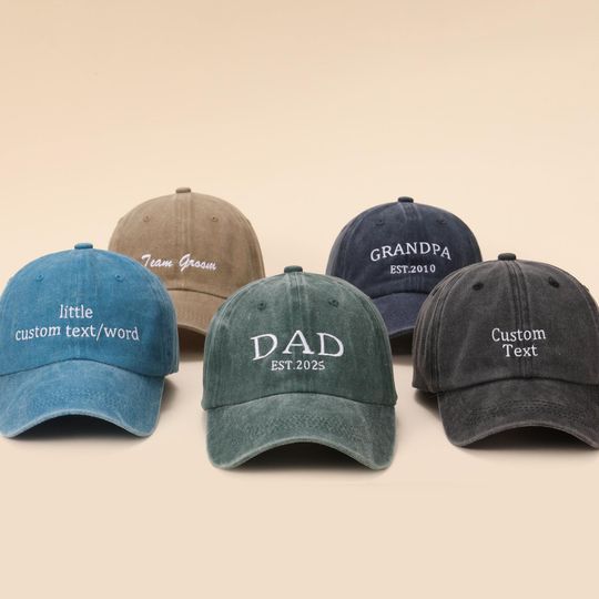 Discover Personalized Dad Embroidered Hat, Vintage Baseball Cap for Dad, Custom Grandpa Hat with Est Year, Fathers Day Gift, Unisex Baseball Hat.