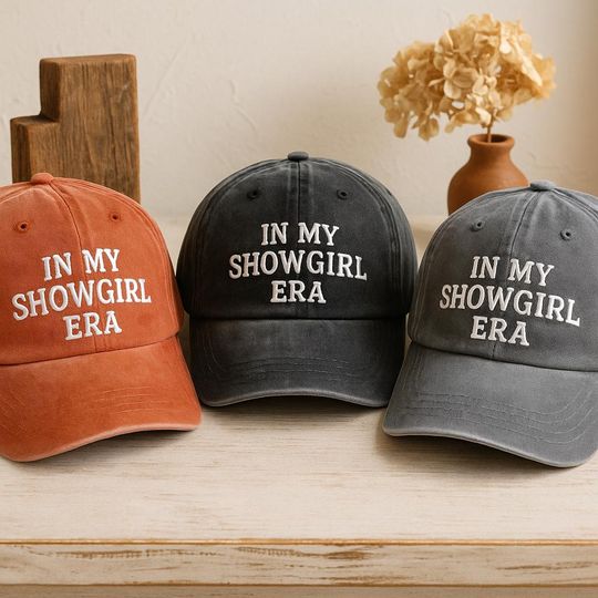 Discover In My Showgirl Era" Embroidered Dad Cap, Funny Quote Hat, Sassy Women's Era Cap, Pop Culture Gift, Vintage Wash Hat