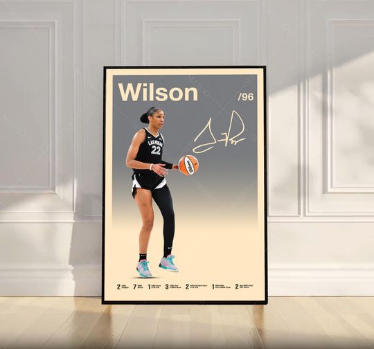 Discover A'ja Wilson Poster, Las Vegas Aces, WNBA Poster, Mid Century Modern Art, Sports Poster, Basketball Gift, Bedroom Decor, Wall Art