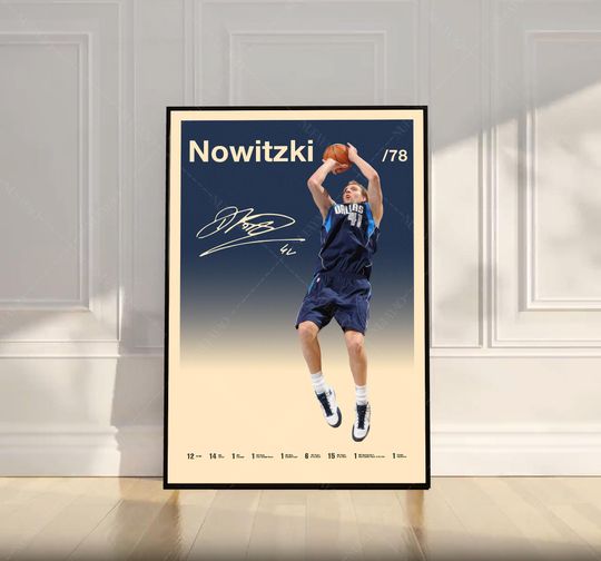 Discover Dirk Nowitzki Poster, NBA Poster, Motivational Poster, Mid Century Modern Art, Sports Poster, Basketball Gift, Bedroom Decor, Wall Art