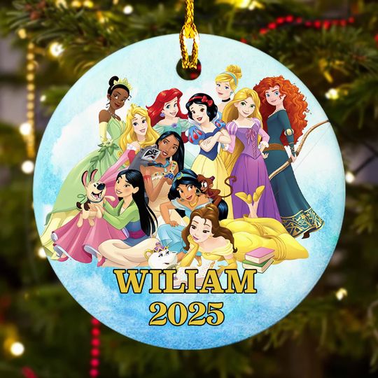 Discover Personalized Princess Christmas Ornament, Cute Princess Christmas Tree Decor, Princess Family Xmas Party Gift For Kid