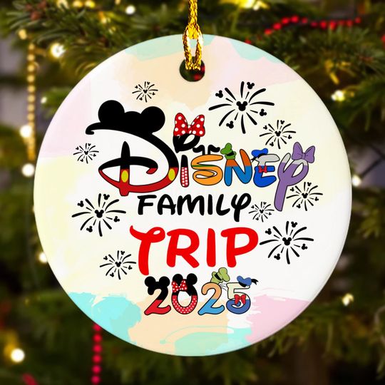Discover Personalized Disney Family Trip Christmas Ornament, Disney Christmas Tree Decor, Mickey Mouse Xmas Holiday Gift For