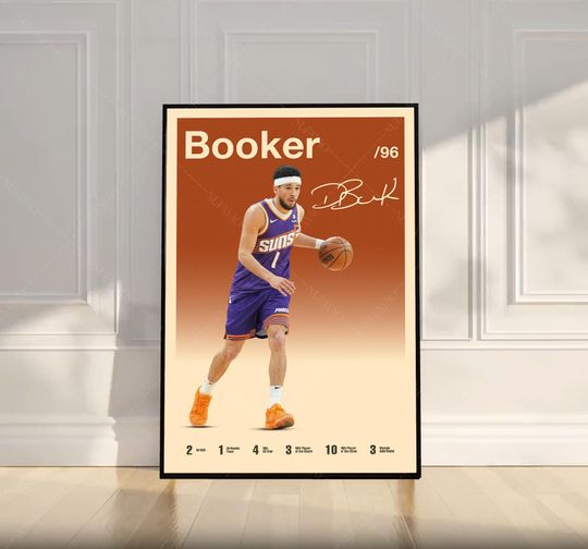 Discover Devin Booker Poster, NBA Poster, Motivational Poster, Mid Century Modern Art, Sports Poster, Basketball Gift, Bedroom Decor, Wall Art