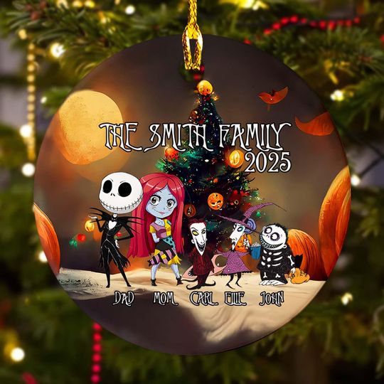 Discover Personalized Nightmare Before Christmas Ornament, Disney Christmas Tree Decor Gift, Jack Skellington Christmas Ornament