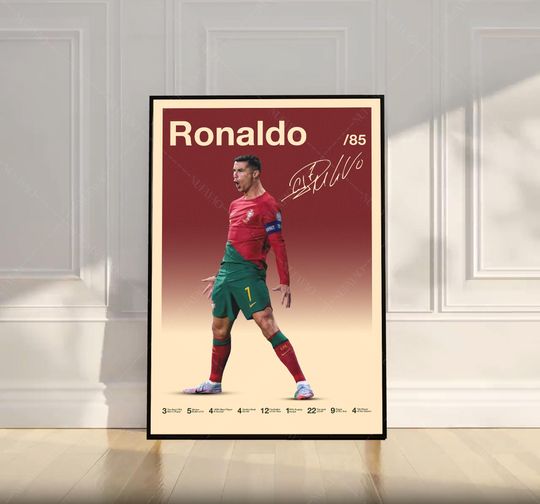 Cristiano Ronaldo Poster, Portugal Football Poster, Soccer Gifts, Football Poster, Sports Poster, Bedroom Decor, Wall Art
