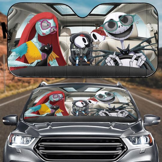 Discover Jack and Sally Car Sun Shade, Nightmare Before Christmas Auto Sunshade, Disney Car Decoration