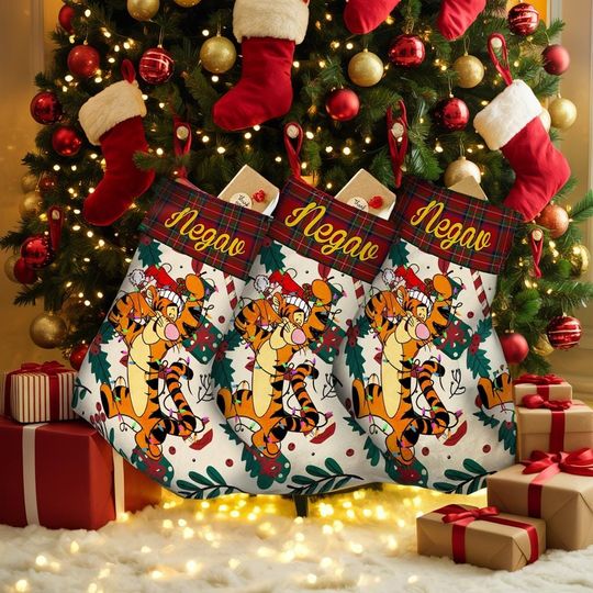 Discover Personalized Winnie the Pooh Tigger Stocking, Disney Christmas Stocking, Stocking With Name, Christmas Decoration, Pooh Christmas Decor