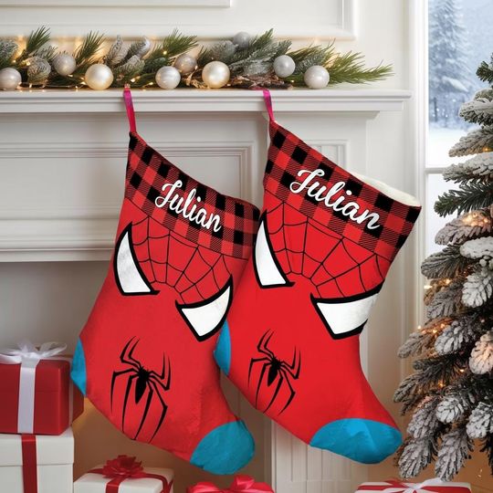 Personalized Spiderman Christmas Stocking, Marvel Christmas Stocking, Avengers Christmas Stocking, Superhero Stocking, Marvel Fan Decor