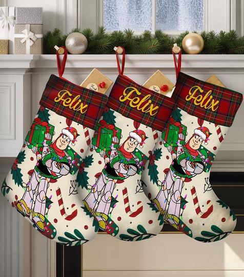 Personalized Buzz Lightyear Christmas Stocking, Toy Story Christmas Stocking, Toy Story Christmas Family Gift
