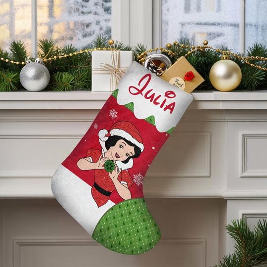 Discover Personalized Snow White Stocking, Disney Princess Christmas Stocking, Princess Stocking, Snow White Decoration, Disney Christmas Stockings